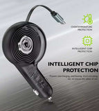 30W Car Charger Retractable 3 Amp Type-C 2-Port USB Fast Charge   - ZDK38 2241-3