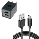 Home Wall Charger   6ft Long USB-C Cable  2 Port  Power Adapter   USB-C Wire   Charging Cord   AC Plug   - ZDM69 2058-1