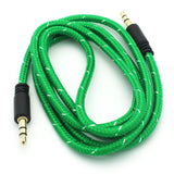 3.5mm Audio Cable Aux-in Car Stereo Speaker Cord - Braided - Green - Fonus B39