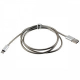 3ft Micro USB Cable Charger Cord - Metal - Silver - Fonus F51