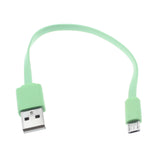 Short Micro USB Cable Charger Cord - Flat - Green - Fonus D22