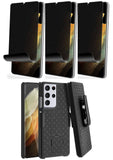 Belt Clip Case and 3 Pack Privacy Screen Protector Swivel Holster TPU Film Kickstand Cover Anti-Peep Anti-Spy - ZDA85+3Z20