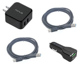 4-in-1 Home Car Charger Set with Two 6ft Cables - USB-C - Fonus K06