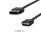 6ft USB-C Cable Charger Power Cord - Coiled - Black - Fonus F48