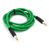 3.5mm Audio Cable Aux-in Car Stereo Speaker Cord - Braided - Green - Fonus B39