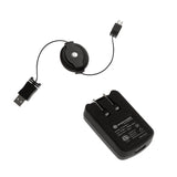 2-in-1 Home Wall Travel Charger Retractable USB Data Cable
