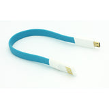 Short Micro USB Cable Charger Cord - Flat Magnetic - Blue - Fonus M77