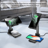 Dual 10W Wireless Charger Fast Foldable Stand 2-Coils Charging Pad - ZDJ96