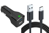 24W Fast USB Car Charger 6ft Long USB-C Cable - QC3.0 - Fonus B71 966-1