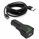 24W USB Adaptive Fast Car Charger 6ft Type-C Cable