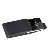 Fonus Black Vertical Leather Case Cover Pouch with Swivel Belt Clip - S5 Size - Black - Fonus C93