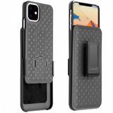 Case Holster Combo Swivel Belt Clip - Shockproof - Kickstand - Black - Fonus J44