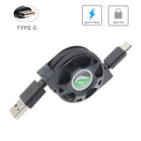 Retractable USB-C Cable Charger Power Cord - Black - Fonus K37