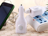 2-in-1 Car Home Charger Coiled USB Cable Micro-USB to USB-C Adapter Charger Cord Power Wire Folding Prongs - ZDK12