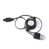 Retractable Mici USB Cable Charger Cord - Black - Fonus S42