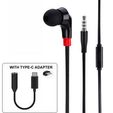 Mono Earphone with USB-C Adapter - Single Earbud - Black - Fonus T22