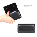 Leather Case Belt Clip Swivel Holster Cover - LCASE17 - Black - Fonus M28