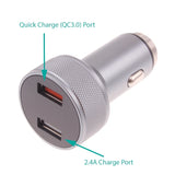 Car Charger 24W Fast 2-Port 6ft USB-C Cable DC Socket Power - ZDE15