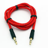 3.5mm Audio Cable Aux-in Car Stereo Speaker Cord - Braided - Red - Fonus M98