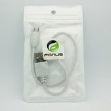 1ft Micro USB Cable Charger Cord - TPE - White - Fonus M91