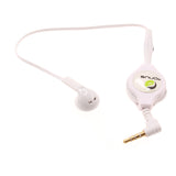 Retractable Mono Earphone 3.5mm Headphone - In-Ear Single Earbud - White - Fonus J79