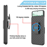 Belt Clip Case and 3 Pack Screen Protector Swivel Holster TPU Film Kickstand Cover Anti-Glare Fingerprint Works - ZDA86+3Z38