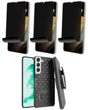 Belt Clip Case and 3 Pack Privacy Screen Protector Swivel Holster TPU Film Kickstand Cover Anti-Peep Anti-Spy - ZDA84+3Z21
