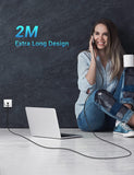 6ft USB-C Cable Charger Power Cord - TPE - Black - Fonus A01
