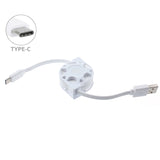 Retractable USB-C Cable Charger Power Cord - White - Fonus K08
