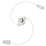 Retractable Micro USB Cable Charger Cord - White - Fonus C65