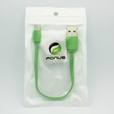 Short Micro USB Cable Charger Cord - Flat - Green - Fonus D22
