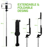 Selfie Stick Wireless Built-in Tripod Remote Shutter Stand Self-Portrait - ZDZ98