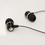 Hi-fi Sound Headphones 3.5mm Earphones -Metal Earbuds - Rhinestone - Black - Fonus G70