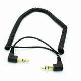 3.5mm Audio Cable Aux-in Car Stereo Speaker Cord - Right Angle - Coiled - Black - Fonus F95