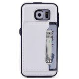 Leather Case Luxury Wallet Cover Credit Card ID Slot Stand - White - Selna N89