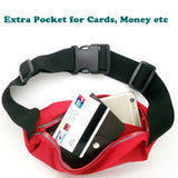 Waist Bag Sports Running Cover - Touch Screen Window - M - Reflective - Red - Fonus E48