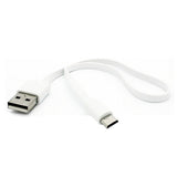 Short Micro USB Cable Charger Cord - Flat - White - Fonus G89