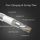 3ft Micro USB Cable Charger Cord - Metal - Silver - Fonus F51