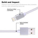 6ft MFI Certified USB to Lightning Cable - Braided - White - Pinyi - K72