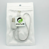 Short Micro USB Cable Charger Cord - Flat - White - Fonus G89