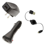 3-in-1 Home Wall Car Charger Set - Retractable Micro USB Cable - B84