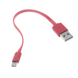 Short Micro USB Cable Charger Cord - Flat - Red - Fonus A58