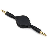 Retractable Audio Cable Aux-in Car Stereo Speaker Cord - Black - Fonus M93
