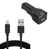 24W Fast USB Car Charger 6ft MFI Cable - QC3.0 - Lightning - K25 969-1