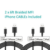 4-in-1 Home Car Charger Set with Two 6ft MFI Cables - Lightning - K45