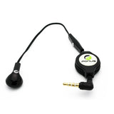 Retractable Mono Earphone 3.5mm Headphone - In-Ear Single Earbud - Black - Fonus J80