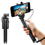 Compact Wired Selfie Stick Monopod Extendable with Built-in Remote Shutter - Fonus B41