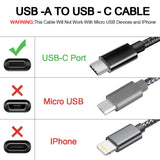 6ft USB-C Cable Charger Power Cord - TPE - Black - Fonus A01
