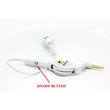 Retractable Mono Earphone 3.5mm Headphone - In-Ear Single Earbud - White - Fonus J79
