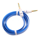 3.5mm Audio Cable Aux-in Car Stereo Speaker Cord - Flat - Blue - Fonus J17